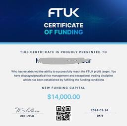 I am with the FTUK from the beginning watching its growth and the opportunities it opens to its clients  Recent founding programme is a fantastic alternative upon orher choices. Clear steps to follow excellent custoner service and coach assistance improved my trading style and alloved me to become a better trader Instant monthly payment works great as an additional income which am totally happy with I am looking forward for a long and prosperious cooperation with FTUK Trustworthy and recommendable company