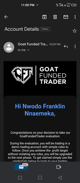 I have been trading with goatfunded for over 2 months now and i have been won over by their smooth way of operation, good trading platforms almost zero issues with them apart from recently that they went through migration i understand that migration is a very huge thing that might come with technical issues so i cannot judge them because of the technical issues that came after the migration, but all round this firm has been good and reliable and most importantly for me they do not deny Payouts, thats the most important thing i look for in a firm nowadays. 