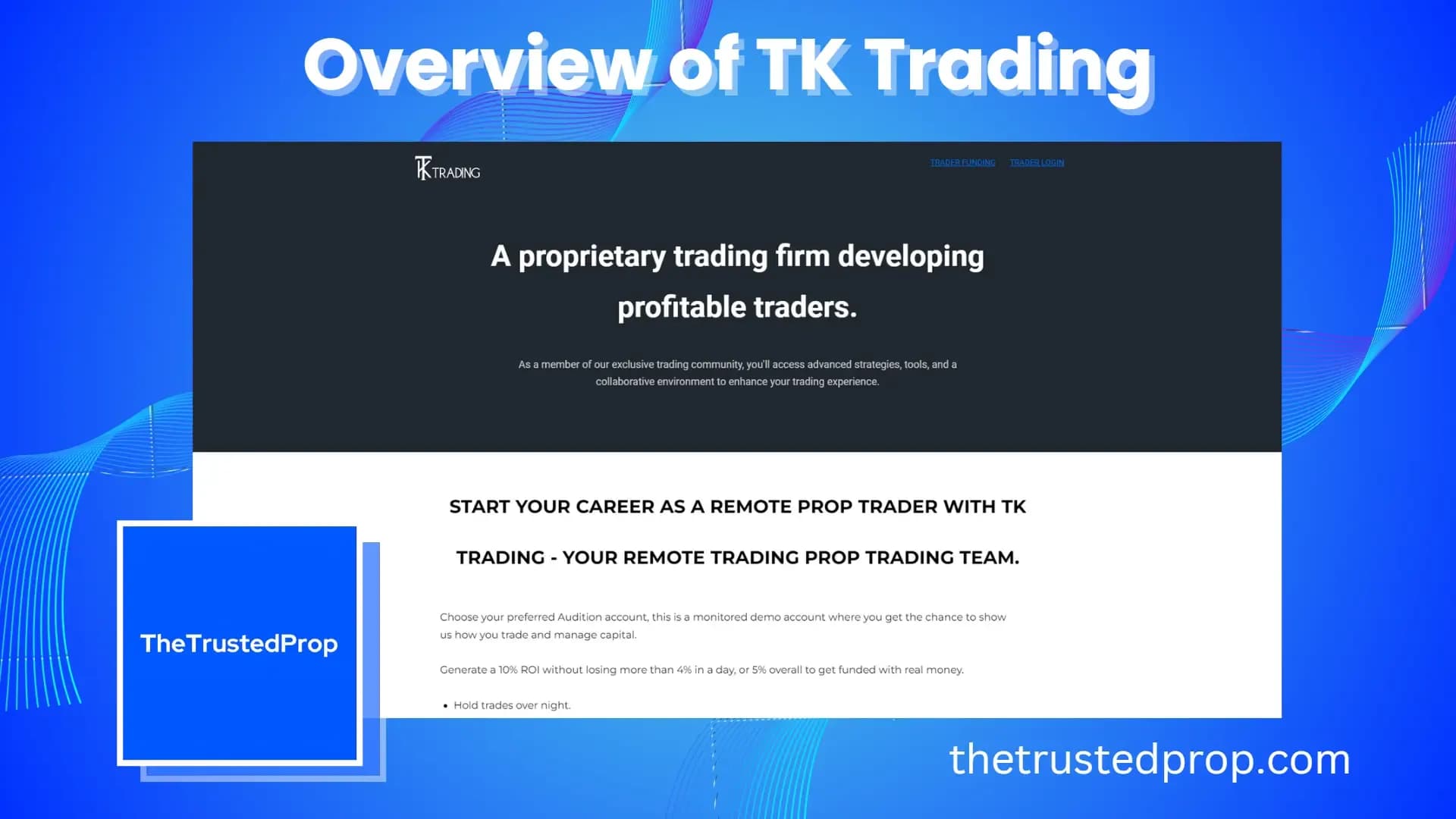 Overview of TK Trading Forex Prop Firm