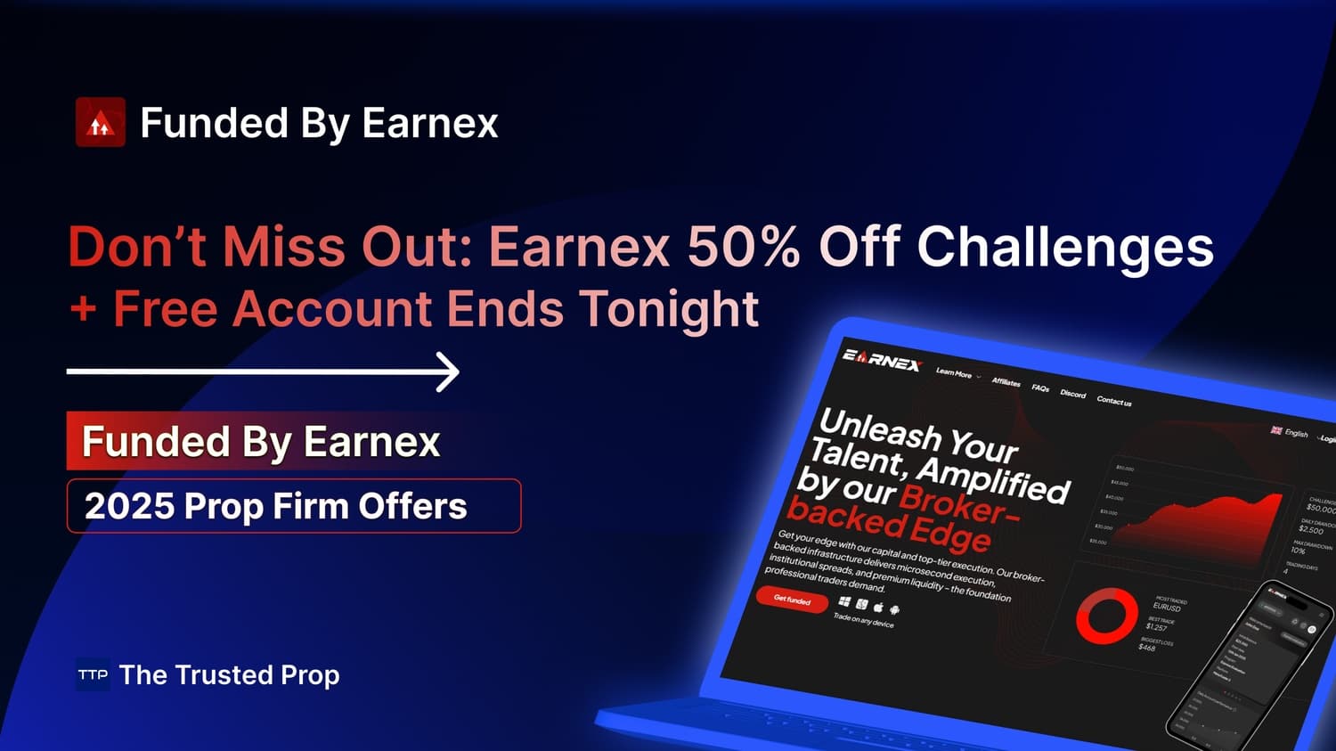 Don’t Miss Out: Earnex 50% Off Prop Firm Challenges + Free Account Ends Tonight