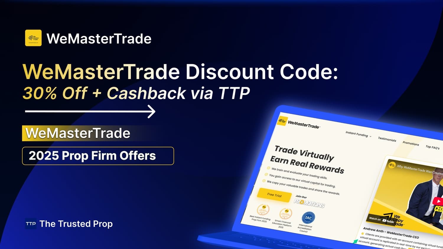 Thumbnail of WeMasterTrade Discount Code: 30% Off + Cashback via TTP